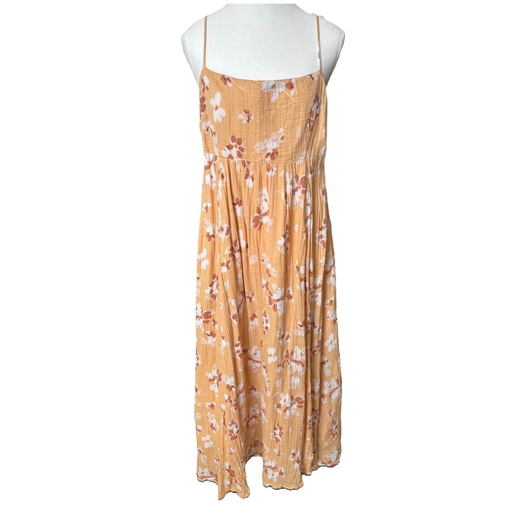 Abercrombie & Fitch 100% cotton gauze yellow floral empire waist maxi dress